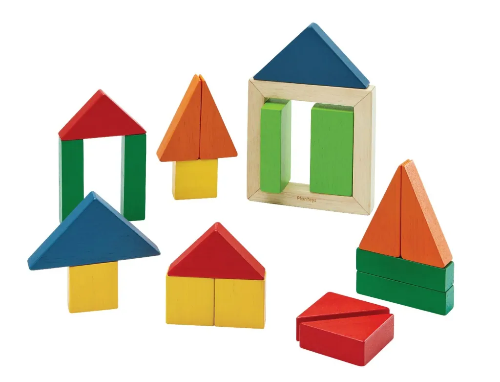 Plan Toys - Blocs de construction en bois - Geo Blocks Unit Link