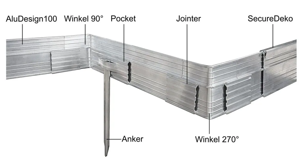 Bordure de Jardin en aluminium ultra solide  Hauteur: 10-14-24 cm, Longueur: 1-30 m | Bordure Jardin | Bordures de Jardin, Large: 24 cm; Foule: 1