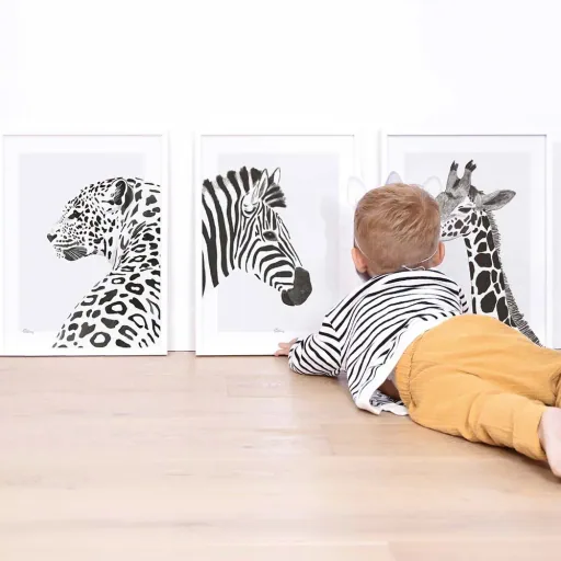 Lilipinso Poster Girafe noir blanc