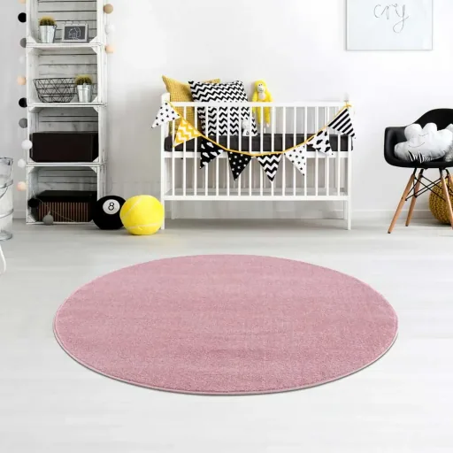 Livone Tapis rond uni rose