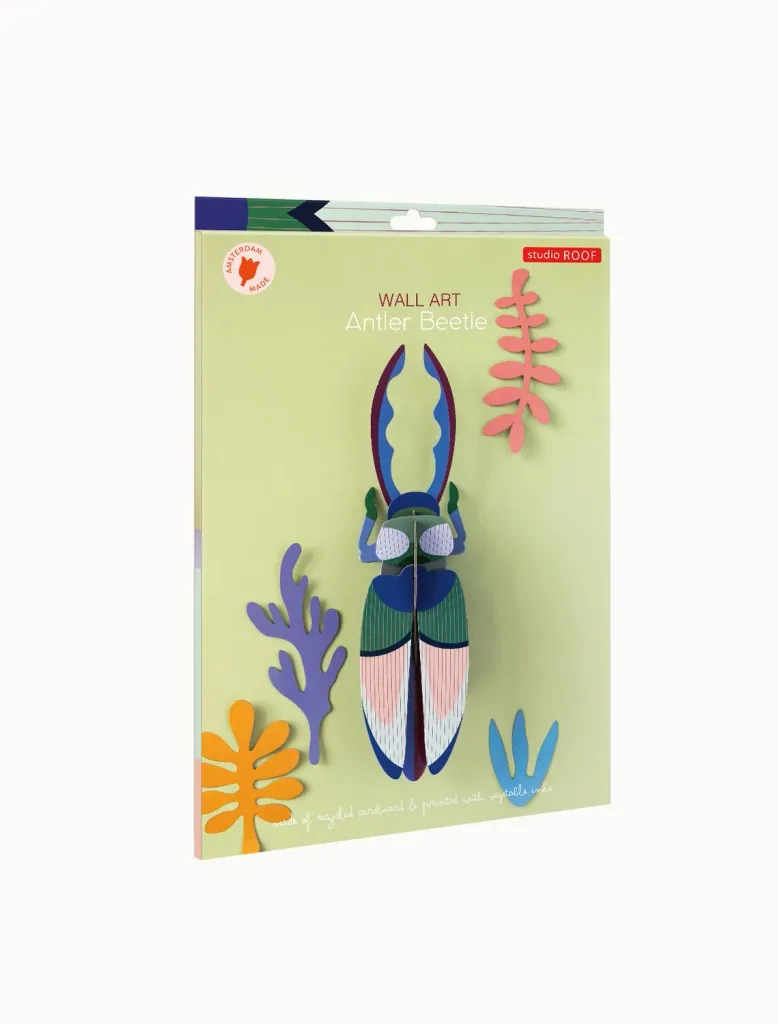 studio ROOF 3D cerf coccinelle vert carton