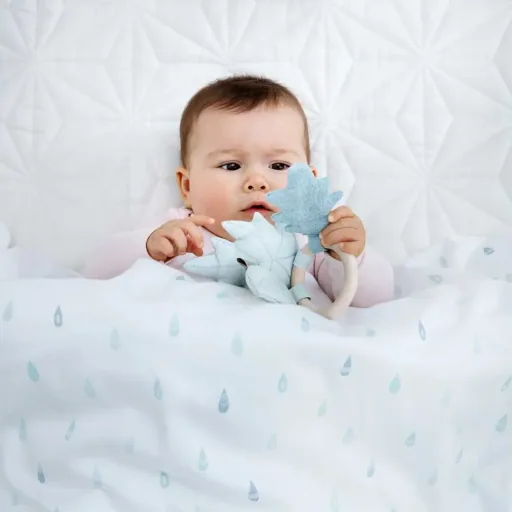 Cam Cam Bébé Hochet Feuilles bleu