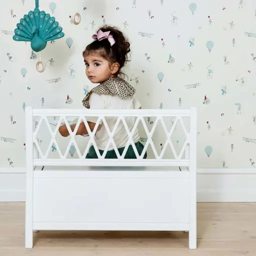 Cam Cam Banc de rangement pour enfants Arlequin blanc