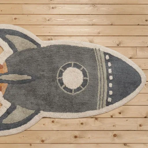 Tapis Little Dutch "Space" fusée 80 x 130 cm