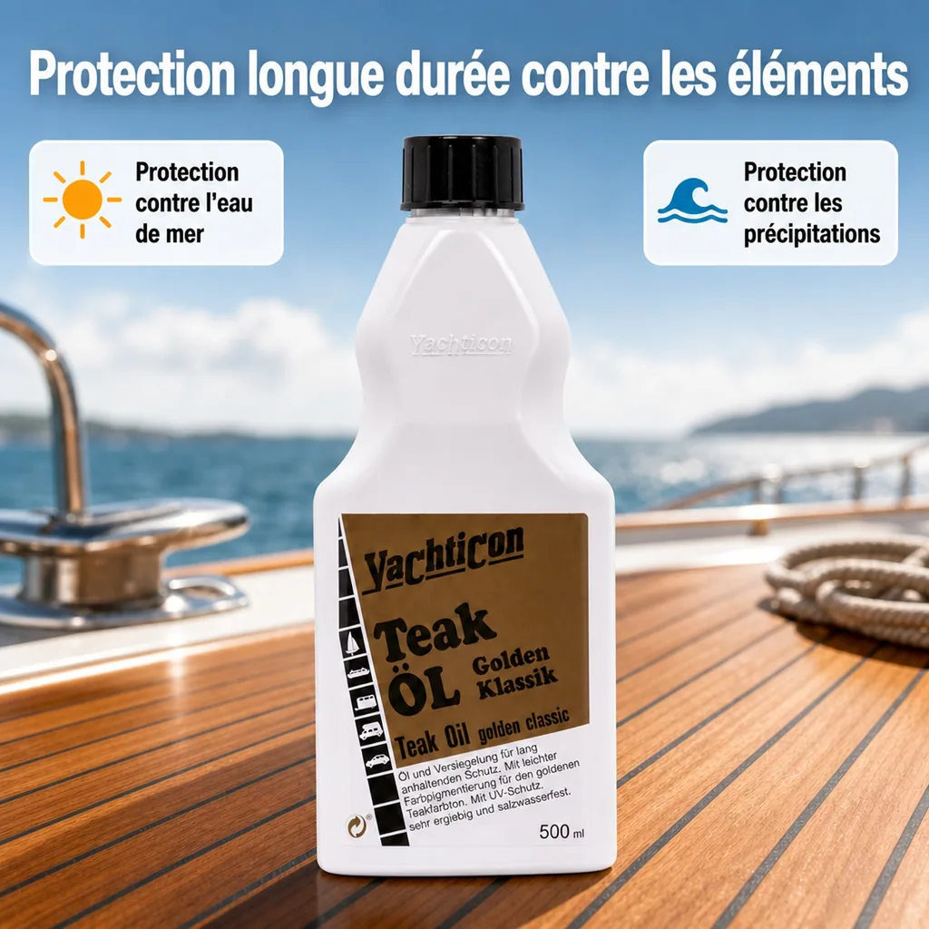 Huile teck, huile pour teck, 500ml, finition dorée