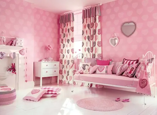 Harlequin all about me papier peint rose coeurs blanc