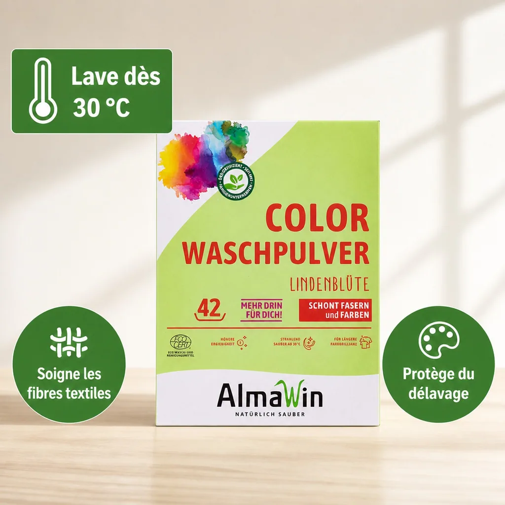 Lessive couleur 2 kg, linge délicat, linge couleur