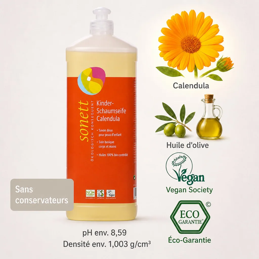 Savon mousse enfant Calendula, recharge savon mousse 1 litre