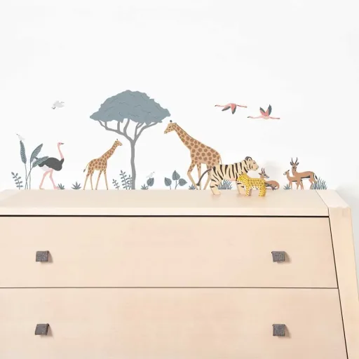 Lilipinso stickers muraux A3 animaux de la savane avec arbre
