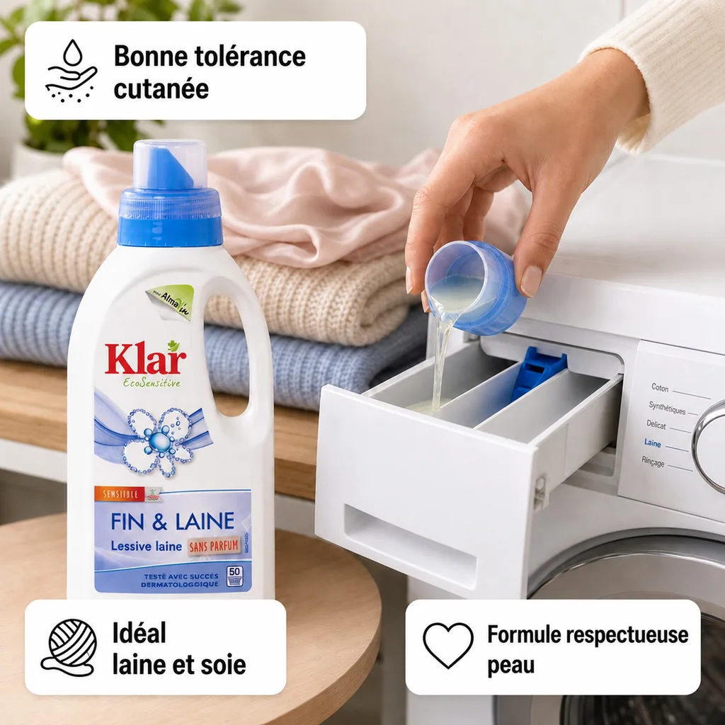 Lessive laine 500 ml, lessive linge délicat, lessive sans parfum