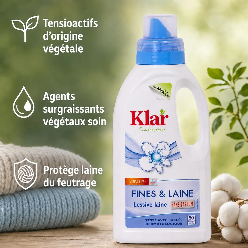 Lessive laine 500 ml, lessive linge délicat, lessive sans parfum
