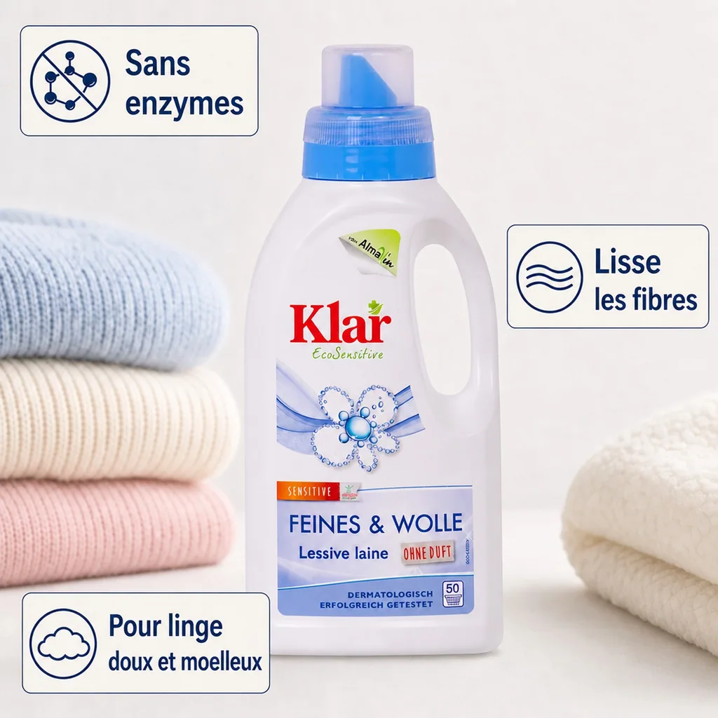 Lessive laine 500 ml, lessive linge délicat, lessive sans parfum