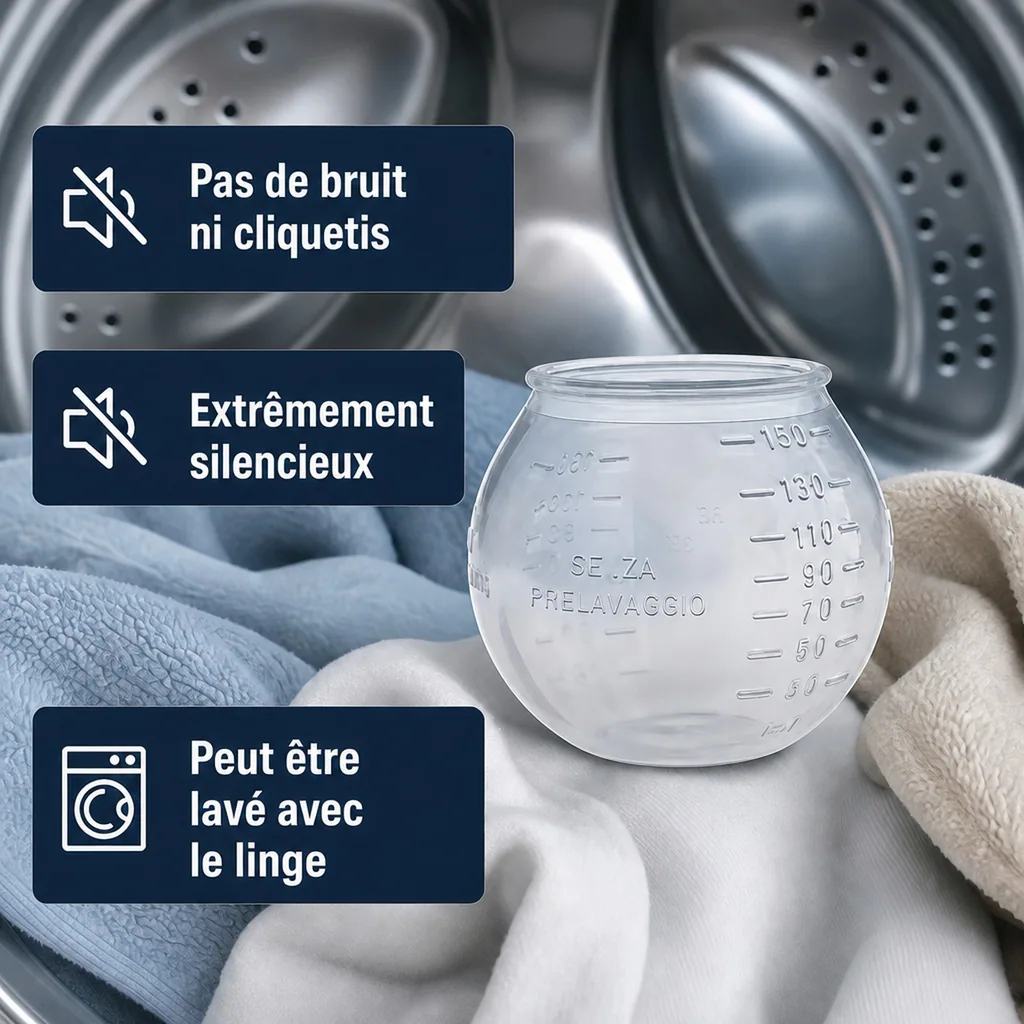 Boule de dosage lessive, boule de lavage, doseur lessive liquide 150 ml, graduée