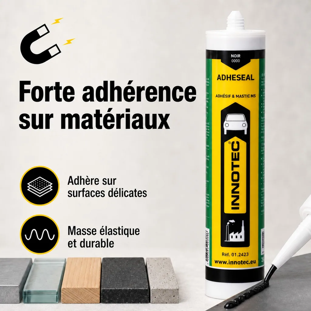Mastic colle noir, colle d'étanchéité noire, 290 ml, avec embout