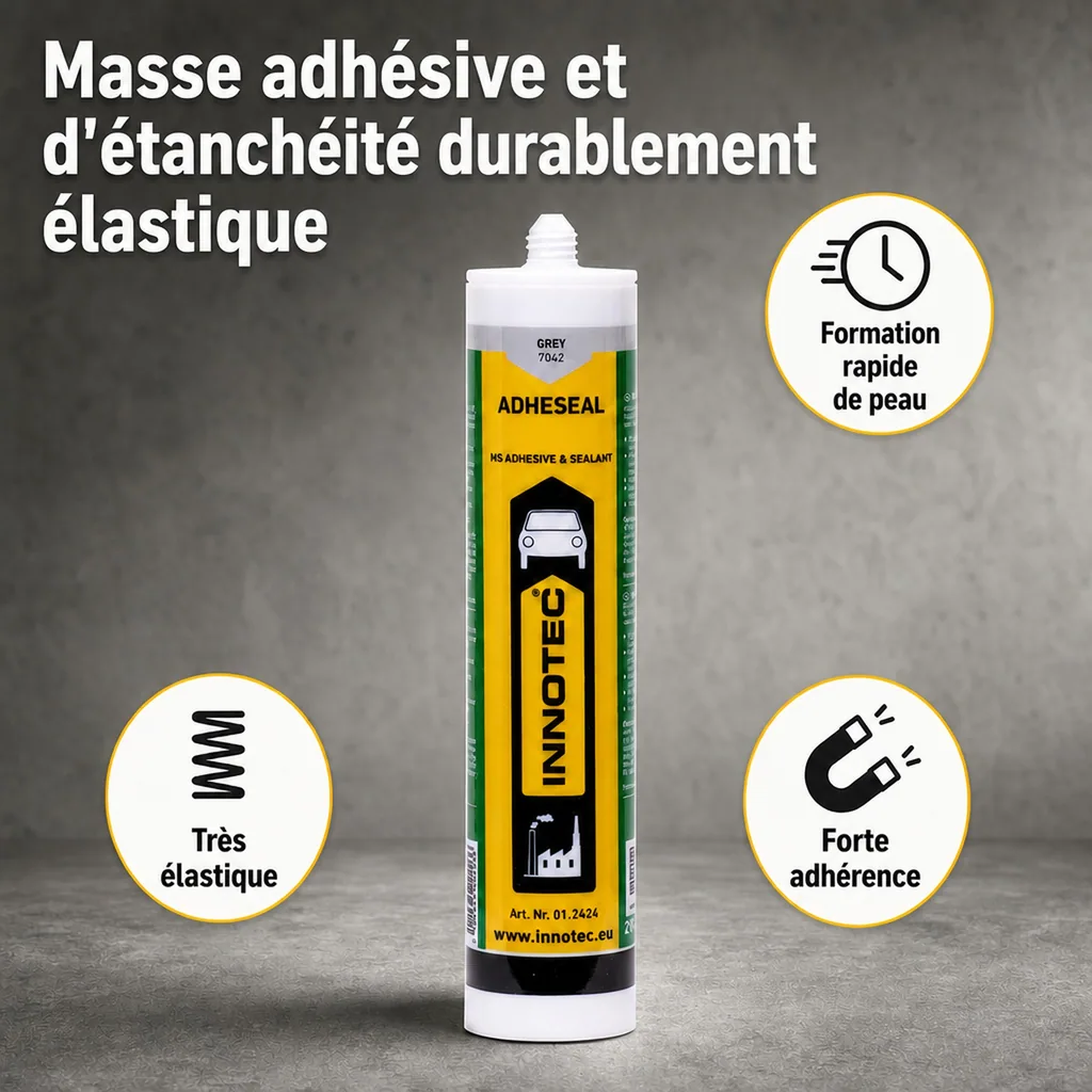 Adhésif gris, Mastic adhésif gris, Colle grise, 290 ml, avec Spitze