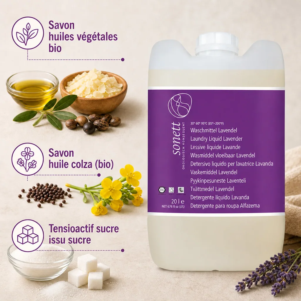Lessive liquide lavande 20 litres, lessive lavande, lessive liquide écologique