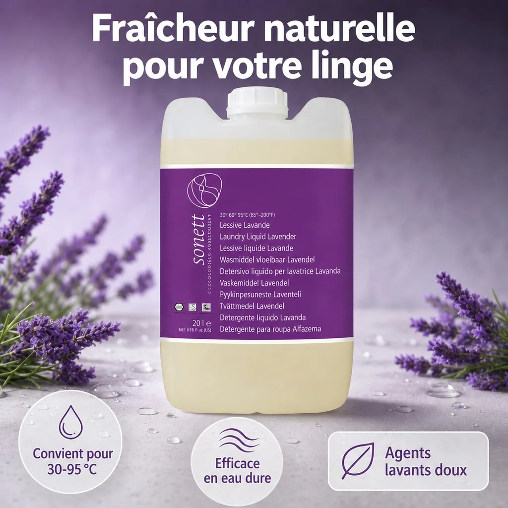 Lessive liquide lavande 20 litres, lessive lavande, lessive liquide écologique