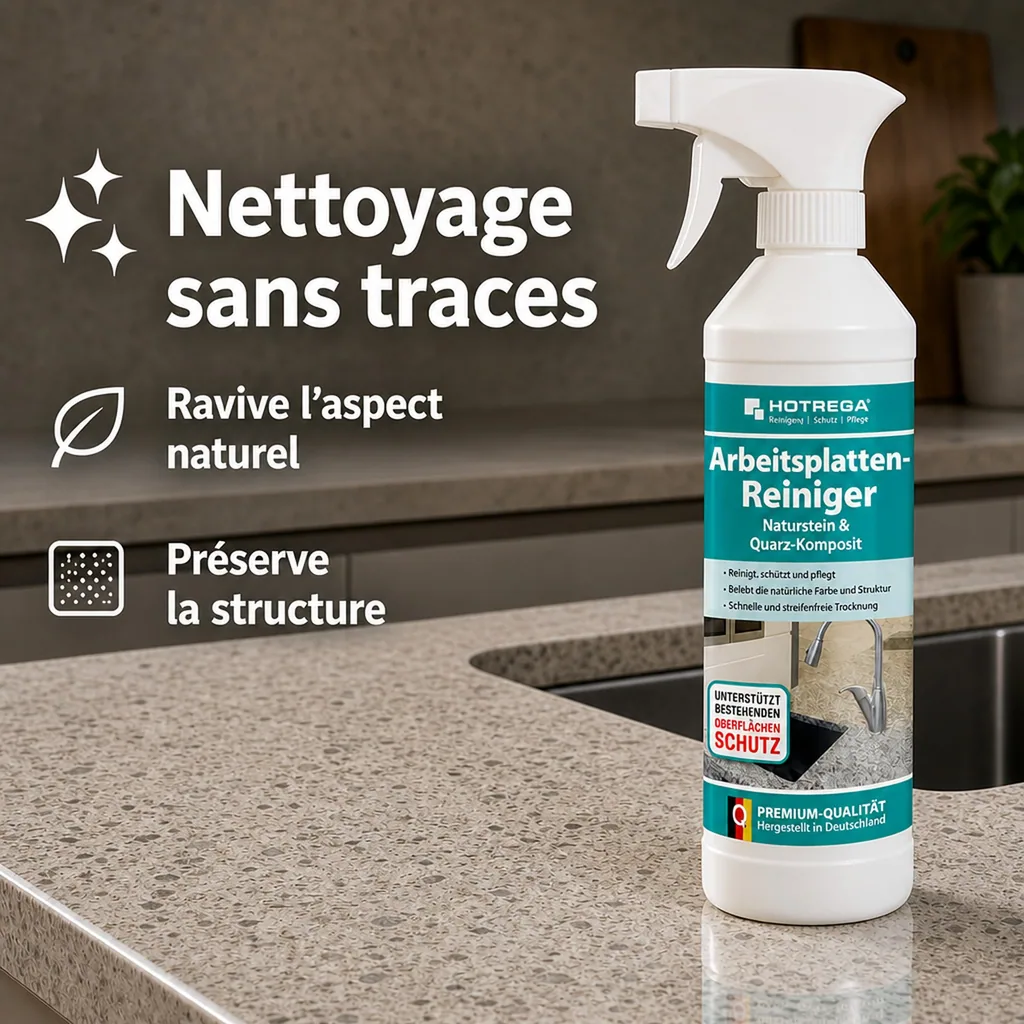 Nettoyant plan de travail 500 ml, pierre naturelle, quartz et composite, spray