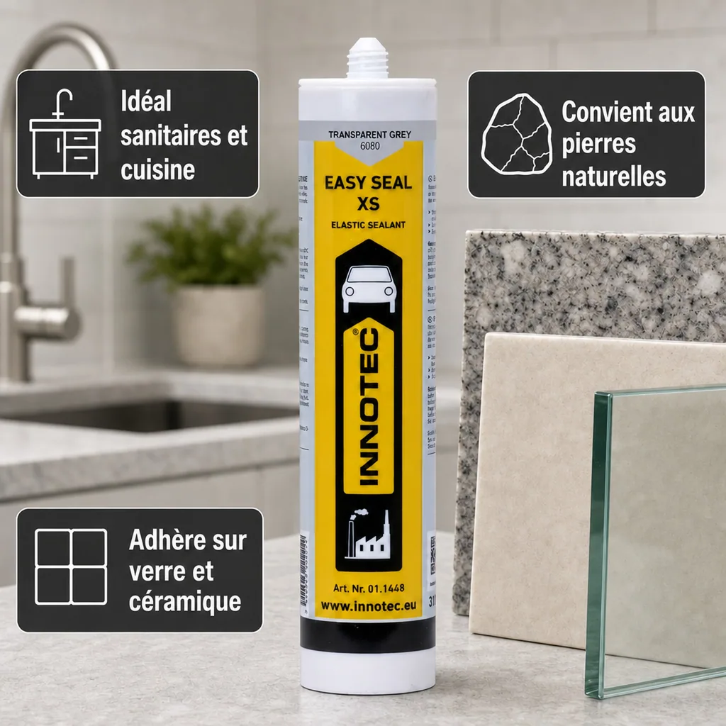 Mastic d'étanchéité transparent gris, mastic étanchéité transparent, 310ml
