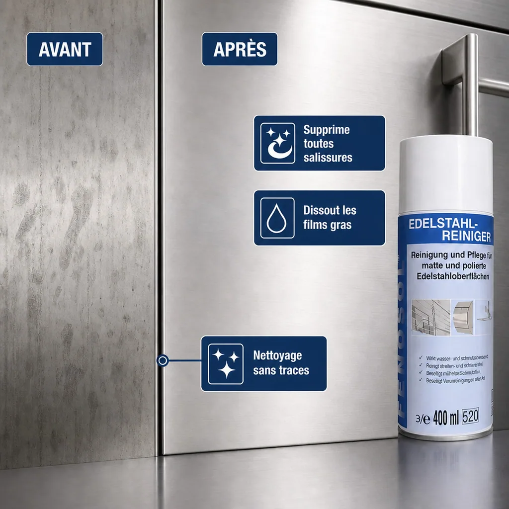 Nettoyant inox, Spray, FENOPLAST Fenosol, 400 ml, Entretien inox
