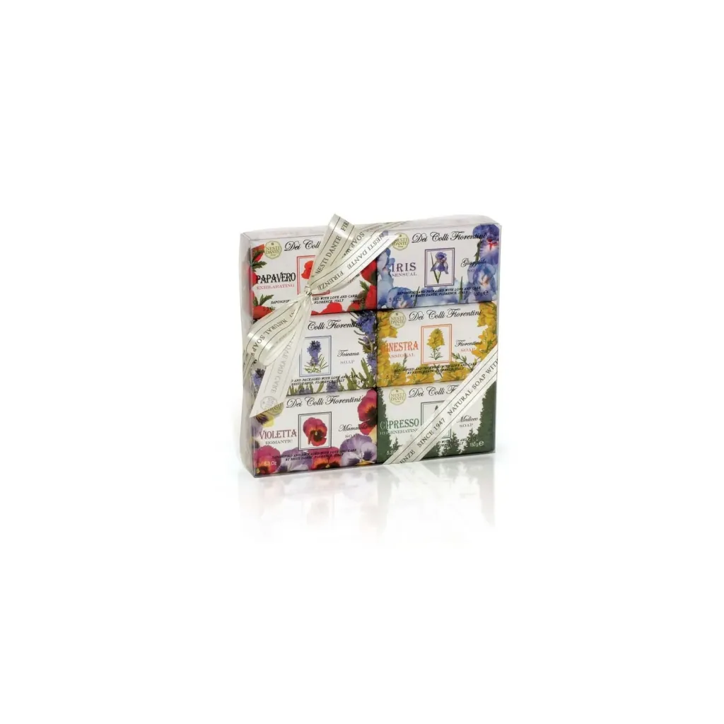 Savon artisanal, Coffret savons, Nesti Dante Dei Colli Fiorentini, SET 6 x 150 g, savons naturels, savon parfumé, idée cadeau