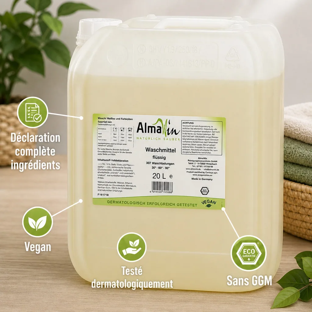 Lessive liquide 20 litres, lessive gros volume, lessive ecologique