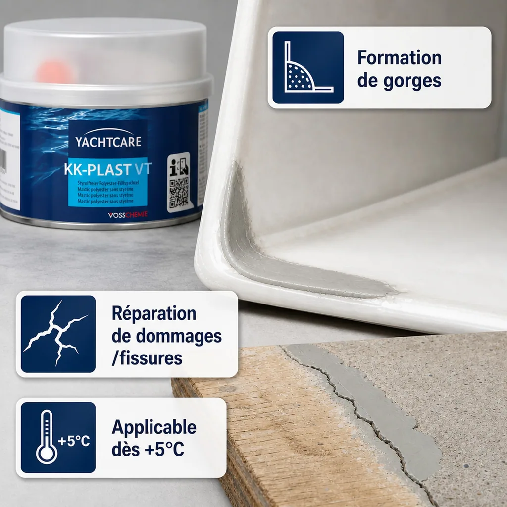 Mastic polyester, Mastic de remplissage, Mastic gris, 1000 g