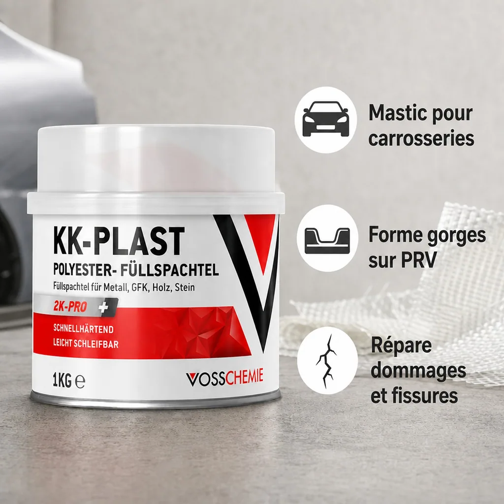 Mastic polyester 1 kg, Mastic carrosserie, Mastic réparation