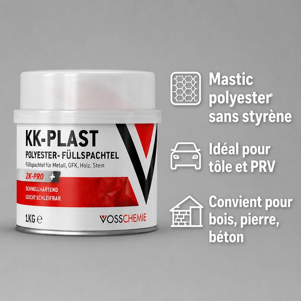 Mastic polyester 1 kg, Mastic carrosserie, Mastic réparation