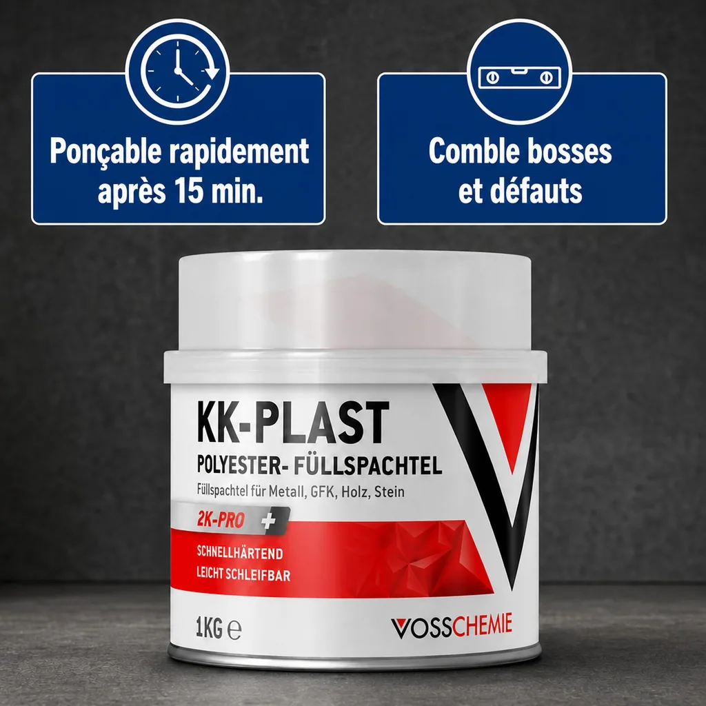 Mastic polyester 1 kg, Mastic carrosserie, Mastic réparation