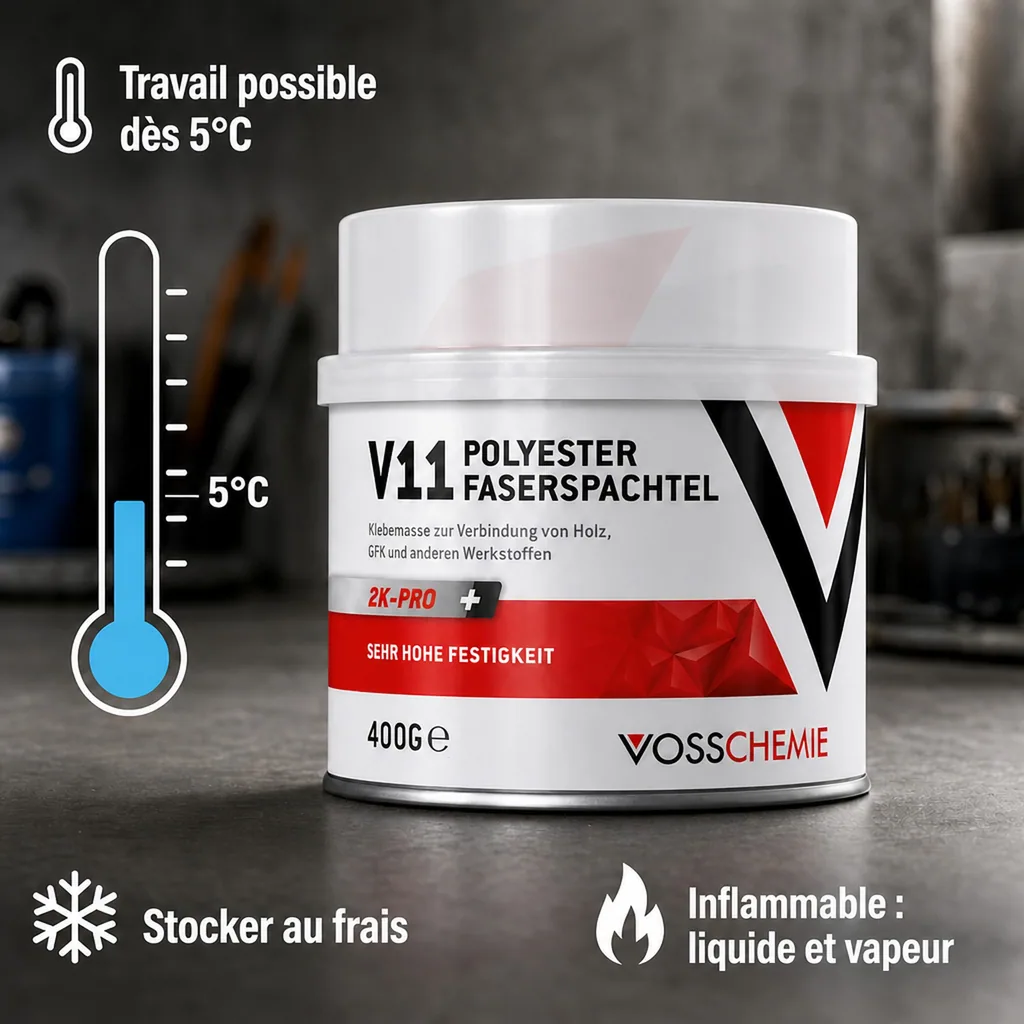 Mastic polyester 400 g, Mastic fibre de verre, Mastic 2K
