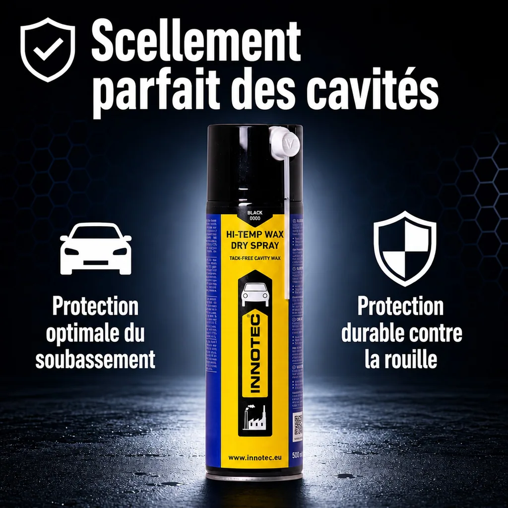 Cire haute température, cire sèche aérosol, spray 500 ml noir