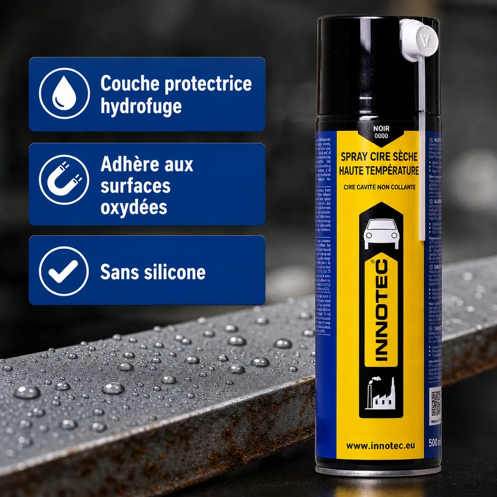 Cire haute température, cire sèche aérosol, spray 500 ml noir
