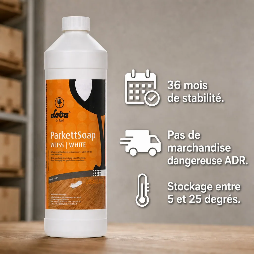Savon parquet 1 Liter, blanc, nettoyage parquet