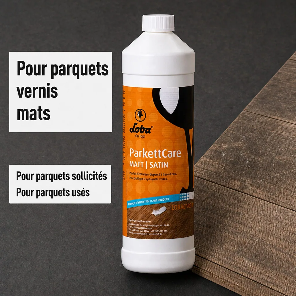 Entretien parquet mat, nettoyant parquet mat, LOBA ParkettCare matt 1 Liter, protection
