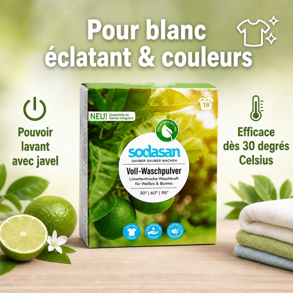 Lessive en poudre, 1,01 kg, pour linge blanc et couleur