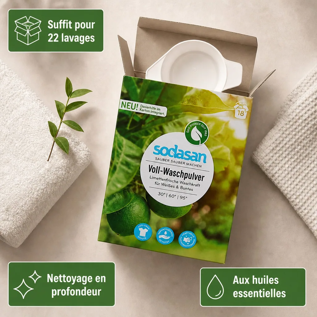 Lessive en poudre, 1,01 kg, pour linge blanc et couleur