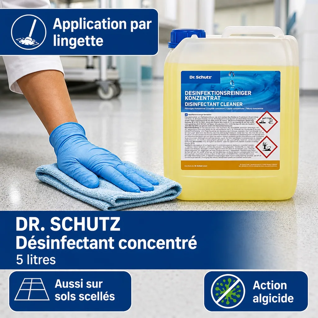 Nettoyant désinfectant concentré 5 litres, désinfection surfaces, multi-surfaces