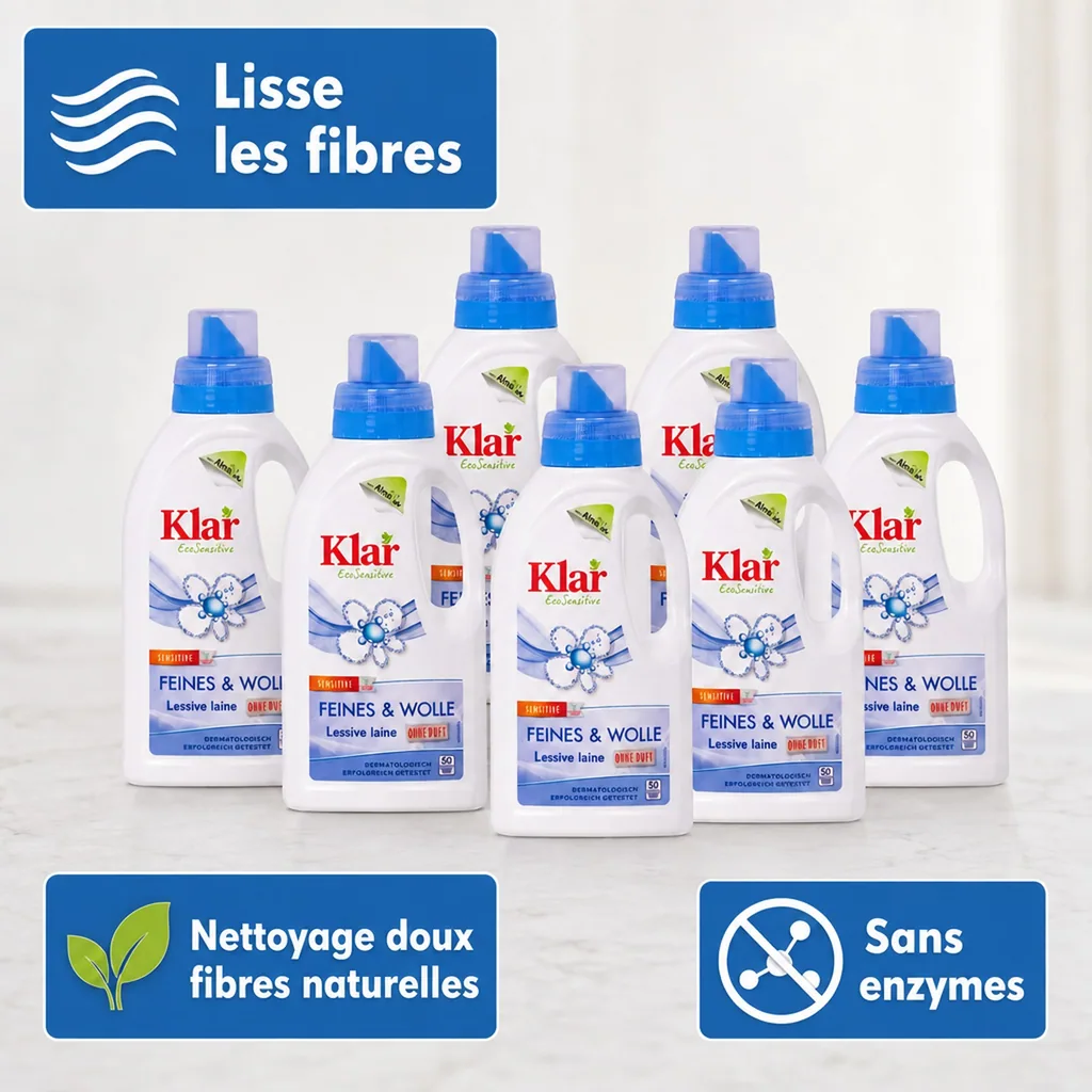 Lessive laine, lessive linge délicat, 6 x 500 ml, lessive sans parfum