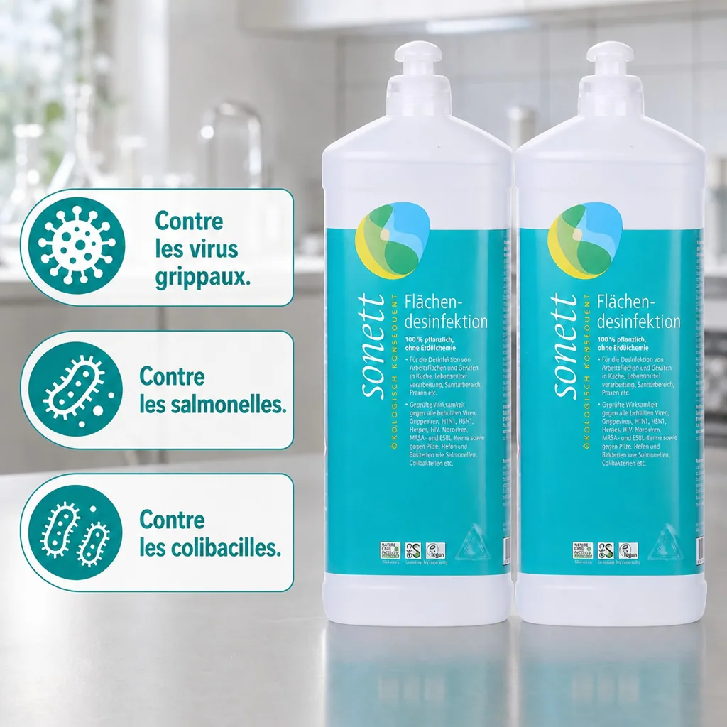 Désinfection surfaces, désinfectant, solution désinfectante, 2 x 1 Liter