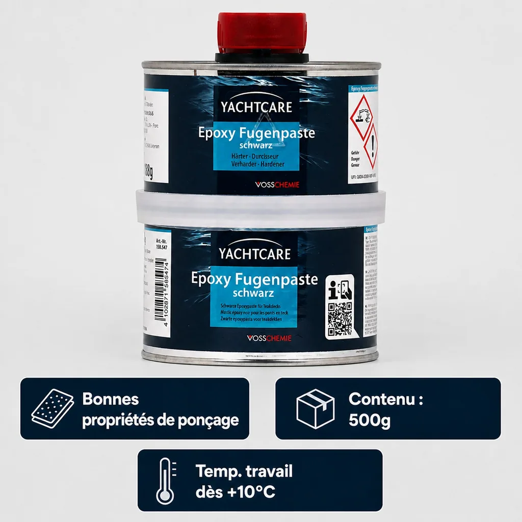 Joint époxy noir A+B 500, mastic, pâte à joint époxy noire