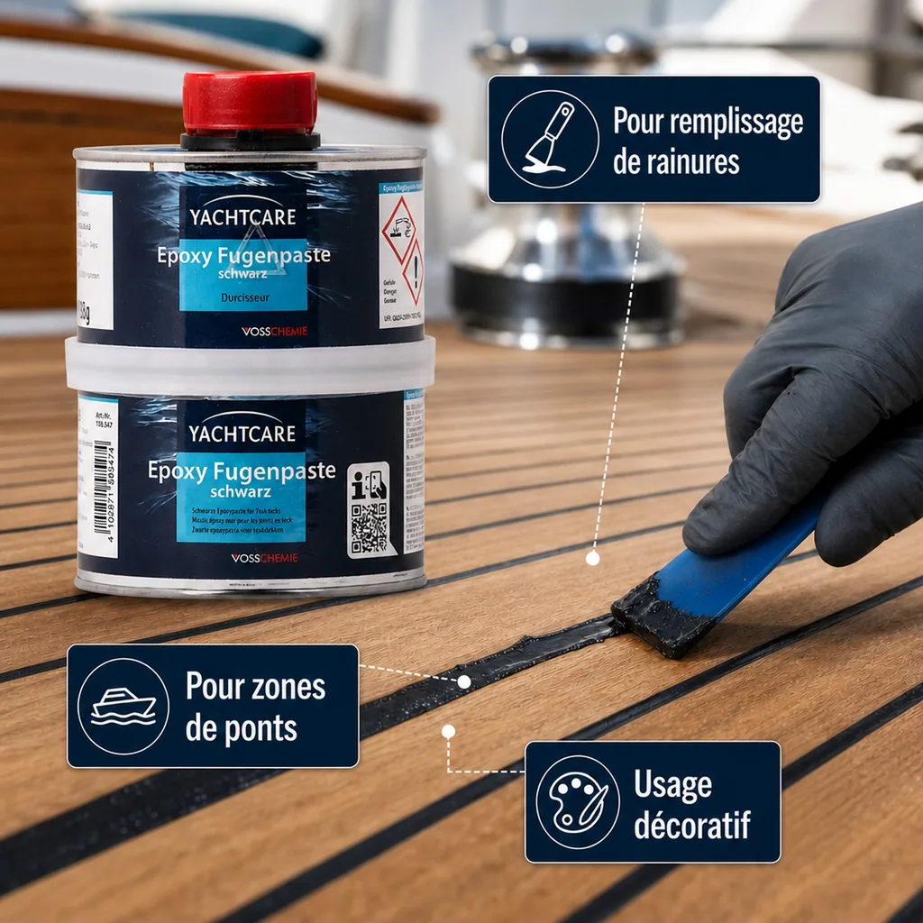 Joint époxy noir A+B 500, mastic, pâte à joint époxy noire