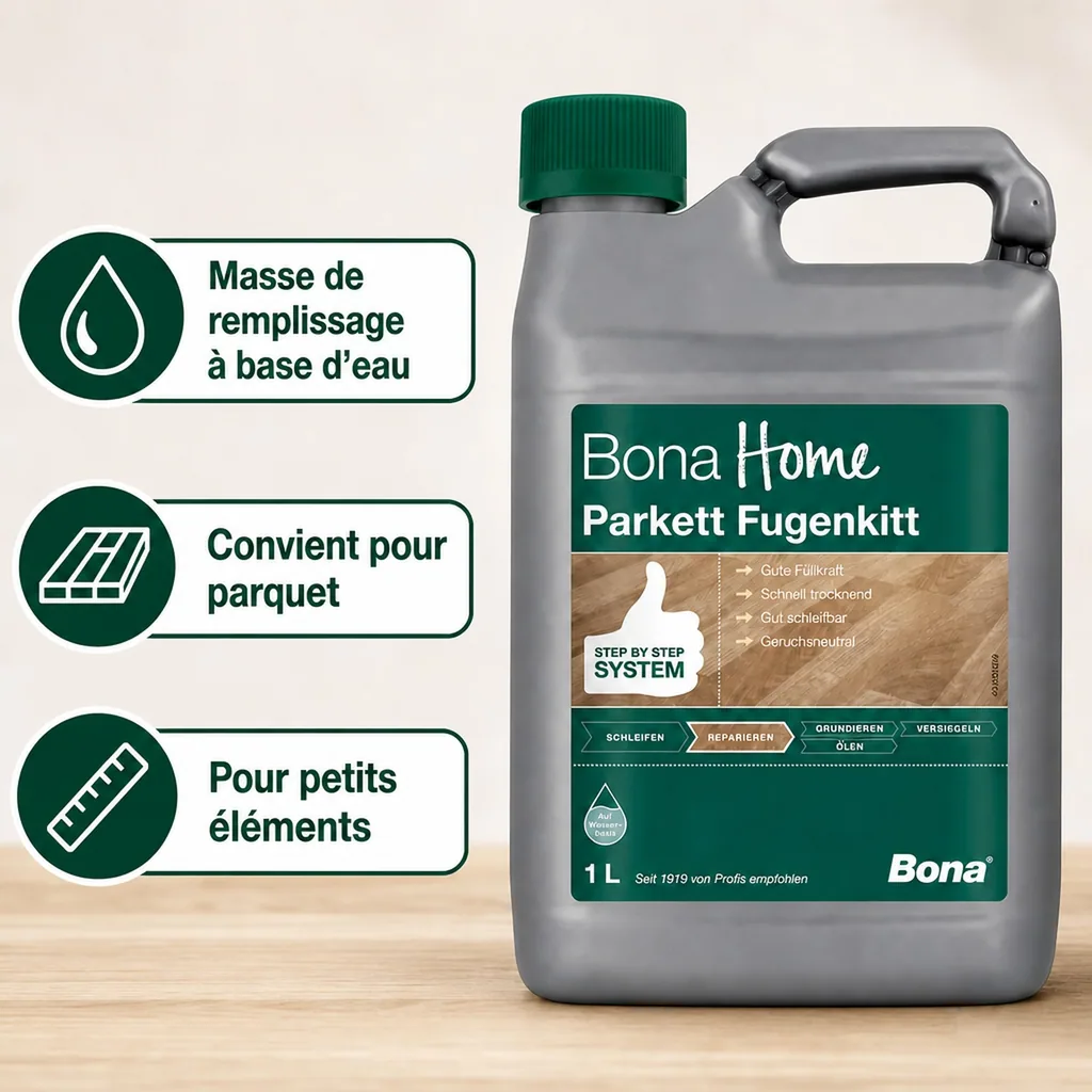 Mastic parquet 1 Liter, mastic à parquet, rebouche parquet