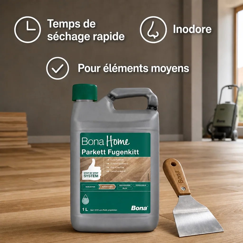 Mastic parquet 1 Liter, mastic à parquet, rebouche parquet