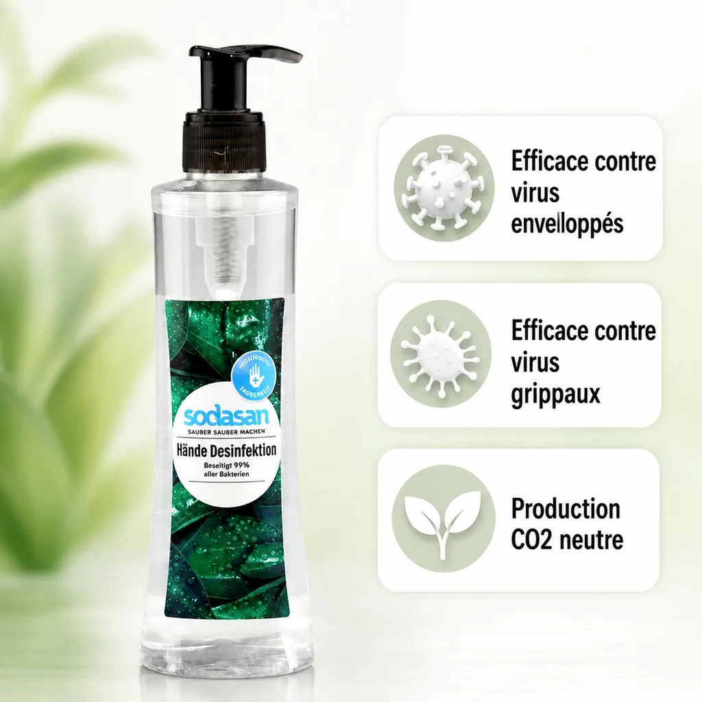 Désinfection des mains 250 ml, solution hydroalcoolique, PET Flasche