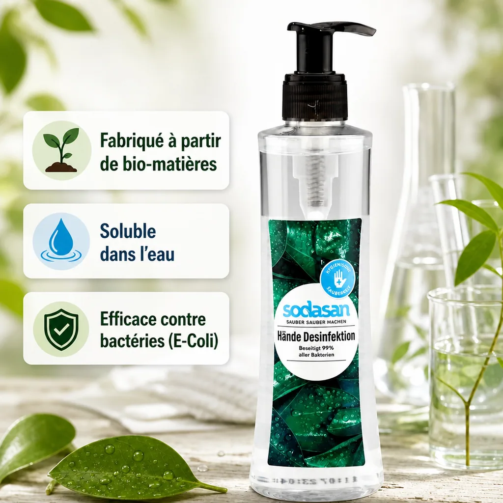 Désinfection des mains 250 ml, solution hydroalcoolique, PET Flasche