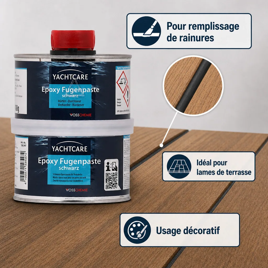 Mastic époxy noir, pâte à joint époxy noir, joint époxy noir, 500 A