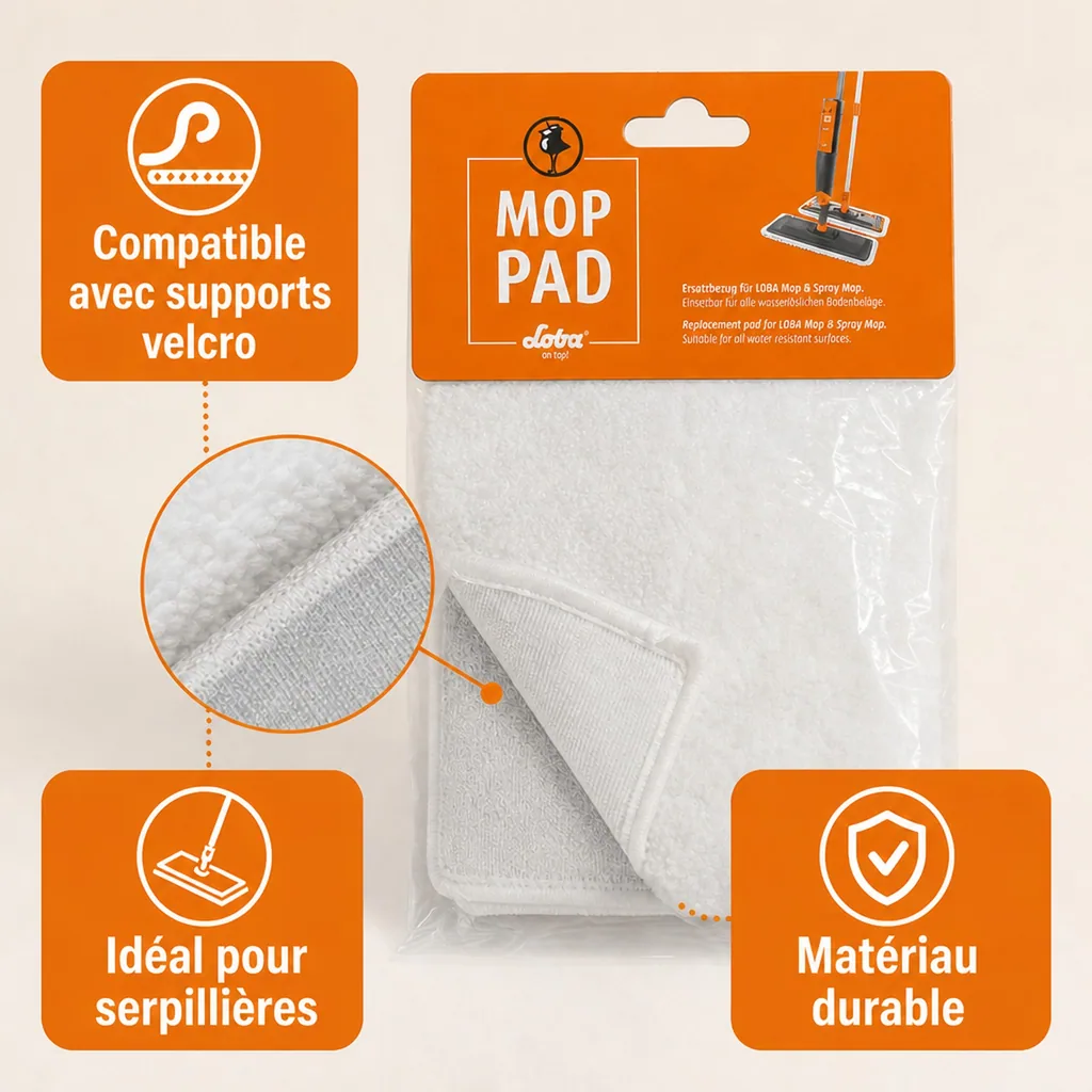 Serpillière de remplacement, rechange mop, tête de balai de remplacement