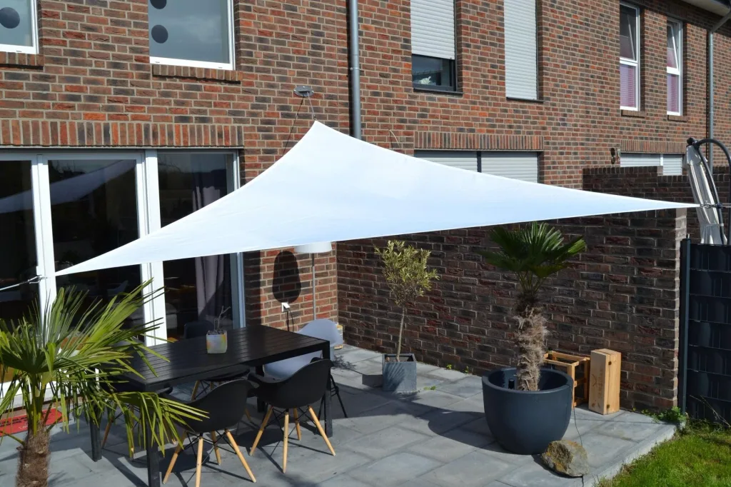 Voile d'ombrage triangulaire, déperlante, blanche, 360 x 360 x 360 cm