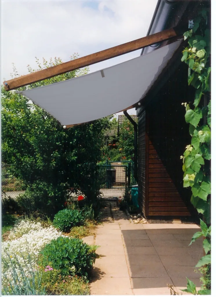 Voile d'ombrage tendue par cordes, gris argenté, 420 x 140 cm
